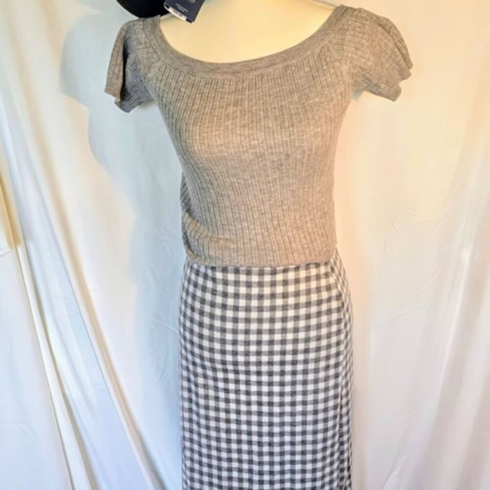 Light Grey, Off The Shoulder, Short Sleeved, Sweater Top, Size L